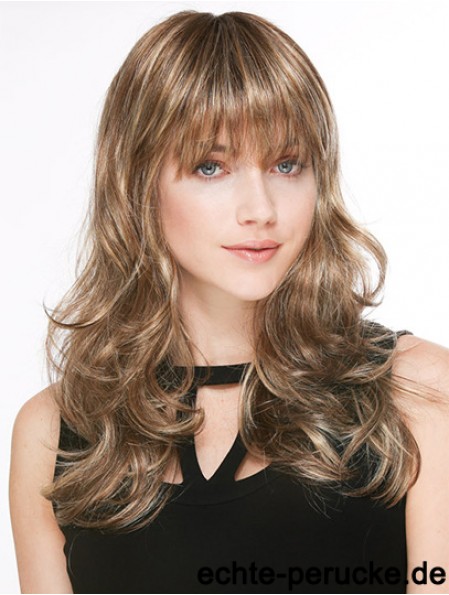 Trendy Blonde Wavy With Bangs Long Wigs