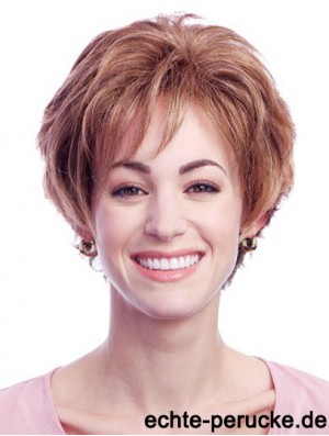 Stilvolle Auburn Short Layered Wavy Glueless Lace Front Perücken