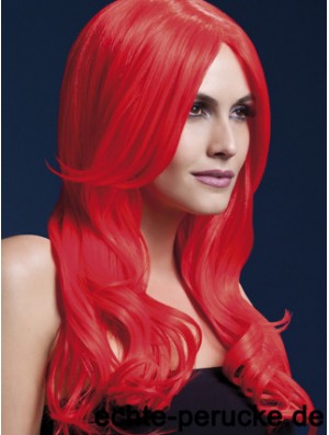 Synthetische lange Haarperücken Rote Farbe Welliger Stil Mit Capless