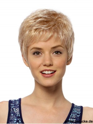 Flexibilität 4 Zoll gerade blonde Boycuts kurze Perücken