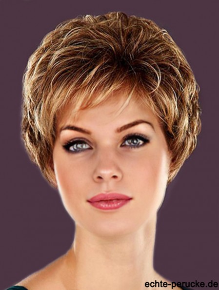 Frisuren Blonde Cropped Layered Wavy Glueless Lace Front Perücken