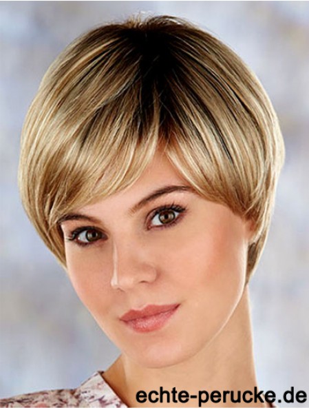 Hochwertige 7  inchStraight Blonde Layered Short Perücken