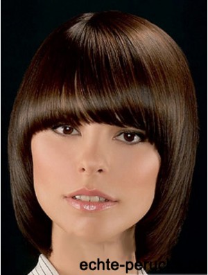 Top Brown Kinn Länge Straight Bobs Lace Front Perücken