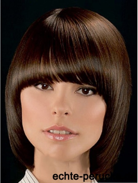 Top Brown Kinn Länge Straight Bobs Lace Front Perücken