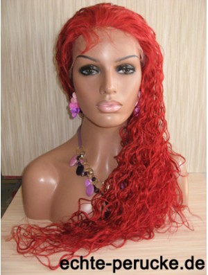 Curly Without Bangs Lace Front Natürliche 22 Zoll rote lange Perücken