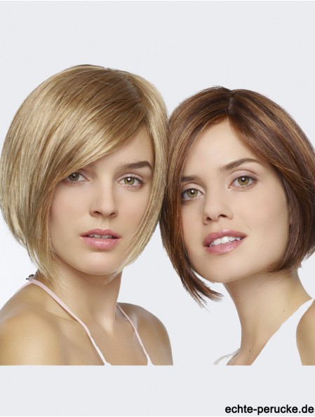 Gerade Kinnlänge Blond 8  inchLace Front Praktische Bob Perücken