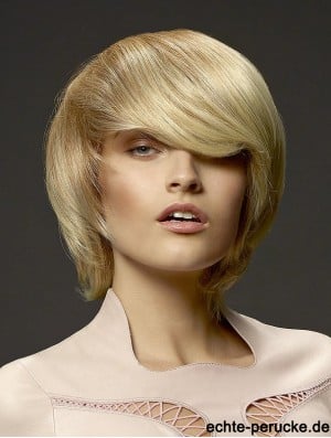 No-Fuss 8 inch Straight Blonde With Bangs Short Wigs