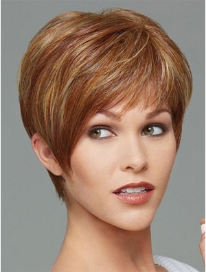 Cropped Boycuts Straight Brown Stilvolle synthetische Perücken