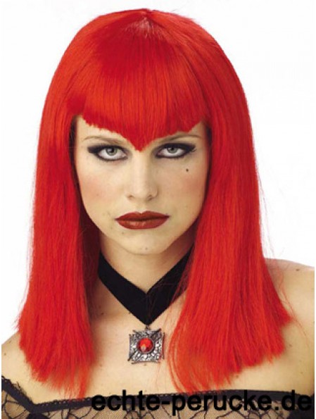 Straight With Bangs Schulterlange Red Discount Lace Front Perücken