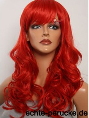 Wellig mit Pony Lace Front Fashion 20 Zoll rote lange Perücken