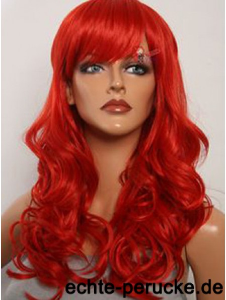 Wellig mit Pony Lace Front Fashion 20 Zoll rote lange Perücken