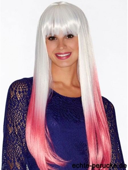 Straight Incredible 22 Zoll Ombre / 2 Tone With Bangs Long Perücken