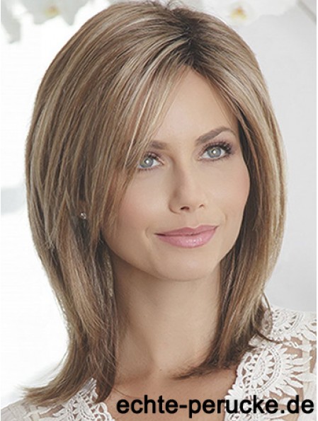 Layered Brown Straight Shoulder Länge 14  inchSchlanke mittlere Perücken