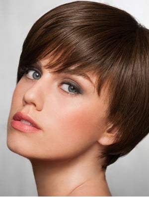 Boycuts Brown Synthetic Straight 8 inch Ladies Short Wigs