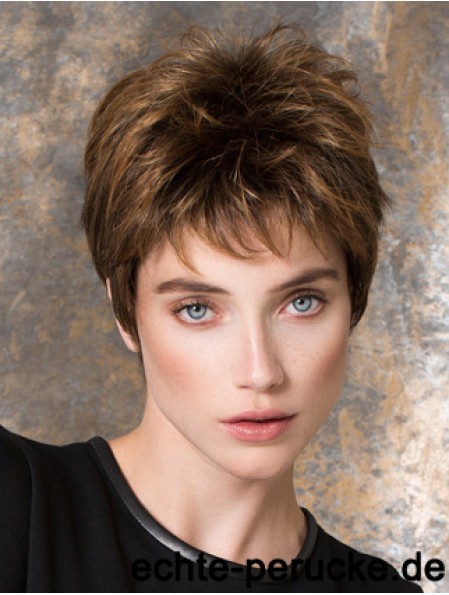 Straight Brown Synthetic Boycuts 4 Zoll kurze Damen Perücken