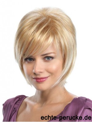 Bobs Blonde Synthetic Straight 8 Zoll Medium Perücken