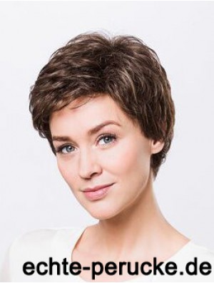 Brown Boycuts Short 8  inchWellenförmige synthetische Damen Monofilament Perücken