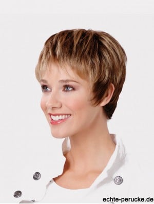 Synthetic Capless 8 inch Boycuts Straight Brown Wigs For Short Hair