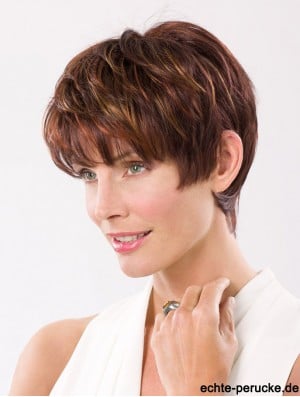 Straight Boycuts Capless 8 inch Auburn Cropped Synthetic Hair Wig
