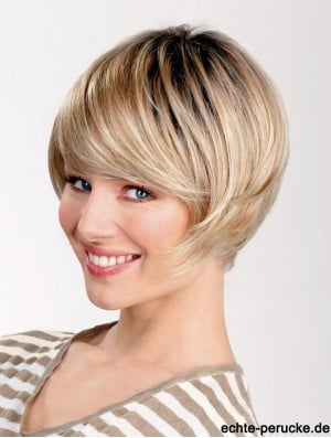 Gerade geschichtet Capless 8 Zoll Blonde Short Best Synthetic Hair