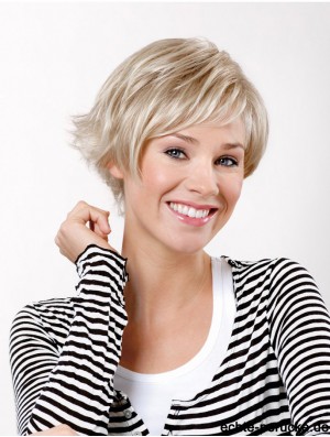 8  inchStraight Platinum Blonde Synthetic Short Capless Bob Perücke