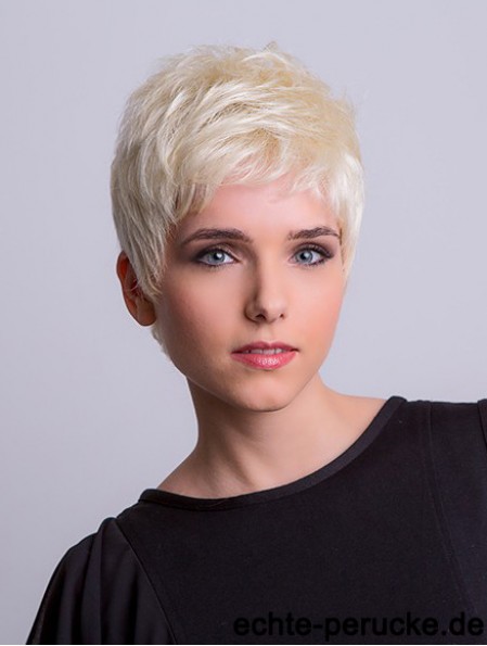 Synthetische Monofilament 3  inchBoycuts Straight Platinum Blonde Short Perücken