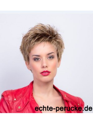 Synthetische kappenlose 4  inchBoycuts Straight Auburn Short Perücke