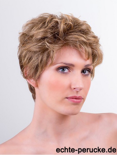 Synthetische Monofilament 6  inchBoycuts Wellige Blonde Kurze Perücken Für Frauen