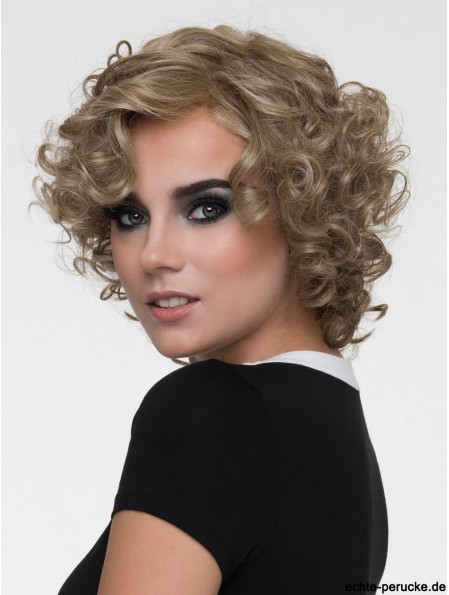 Brown Layered Curly 10 Zoll Kinn Länge Mono Perücken Sale