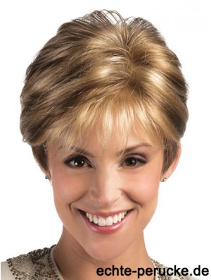 Blonde Lace Front Perücke mit synthetischem Layered Cut Short Length