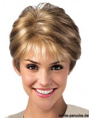 Blonde Lace Front Perücke mit synthetischem Layered Cut Short Length