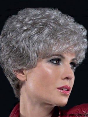 Grey Wigs For Older Women With Lace Front Curly Style Short Length
