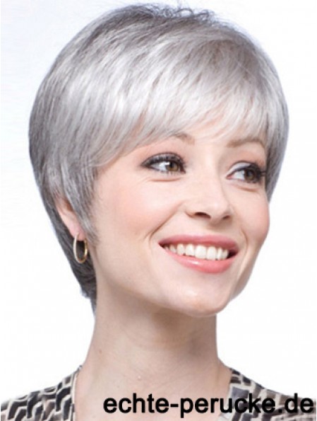 Graue Perücken für Frauen mit Spitzenfront Grauer Schnitt, kurze Länge