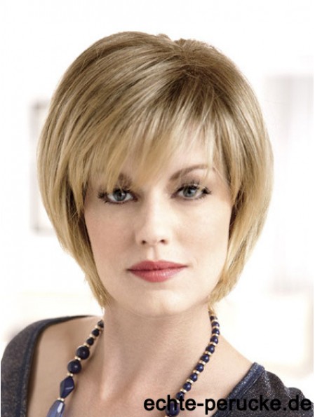 Kinnlänge gerade Monofilament Blonde moderne Bob Perücken