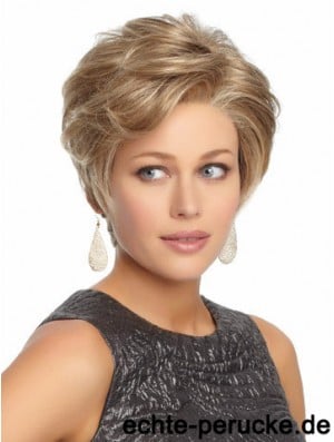 Durable Blonde Short Wavy Without Bangs Lace Front Wigs