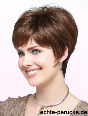 Fabulous Auburn Cropped Straight Boycuts Monofilament Perücken