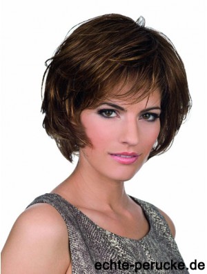 Bobs Lace Front Chin Länge synthetische braune Monofilament Trennperücken