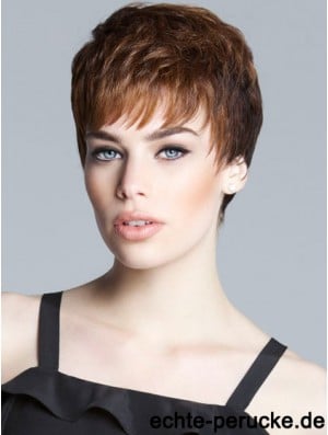 Sassy Brown Cropped Straight Boycuts Lace Front Perücken