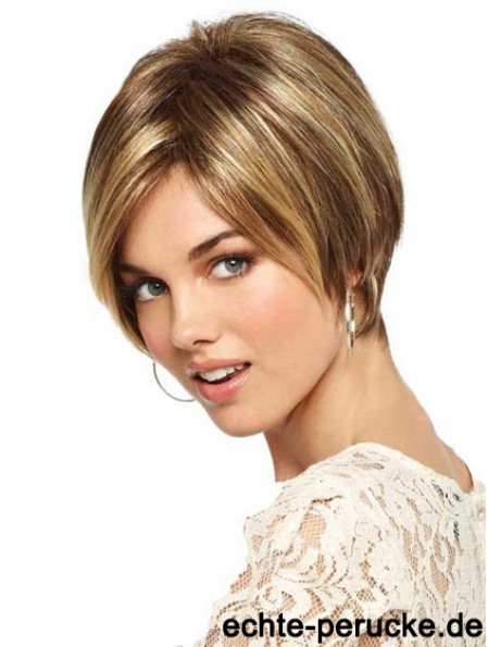 Kurze gerade Monofilament Blonde schlanke Bob Perücken