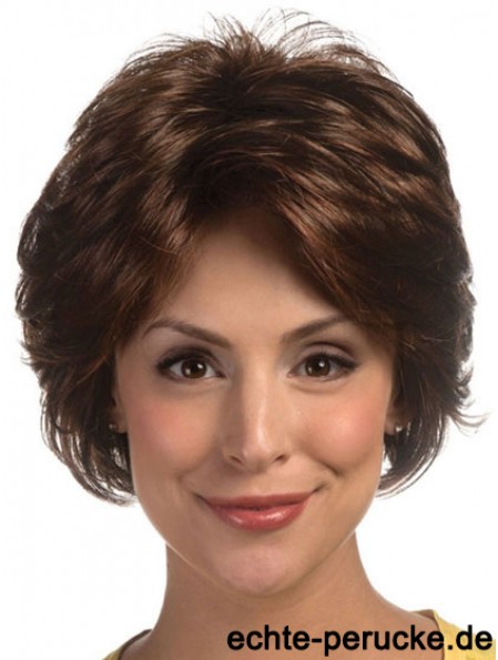 Great Brown Short Wavy Layered Lace Front Perücken