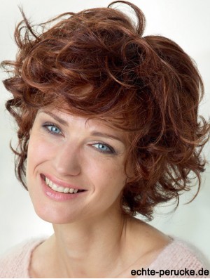 Curly With Bangs Schulterlange Auburn Beliebte Lace Front Perücken