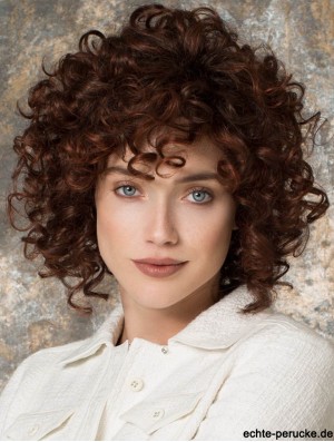 Curly Layered Chin Kinn Länge Auburn Amazing Lace Front Perücken