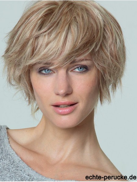 Kurze gerade Boycuts Blond Beliebte 100% handgebundene Perücken