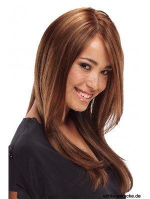 Perfect Brown Long mit Pony Straight Glueless Lace Front Perücken