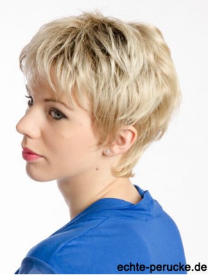 Blonde 8  inchAmazing Short Wavy Boycuts Spitzenperücken