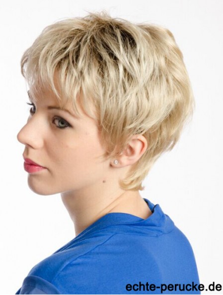 Blonde 8  inchAmazing Short Wavy Boycuts Spitzenperücken