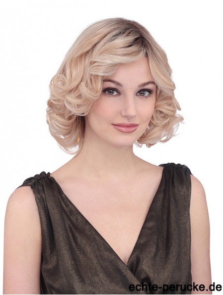 Kinnlänge lockig mit Pony Fabulous Blonde Lace Front Perücken