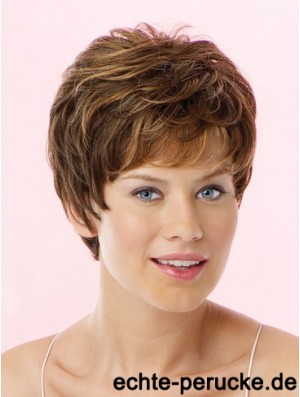 Erstaunliche Brown Cropped Wavy Boycuts Lace Front Perücken