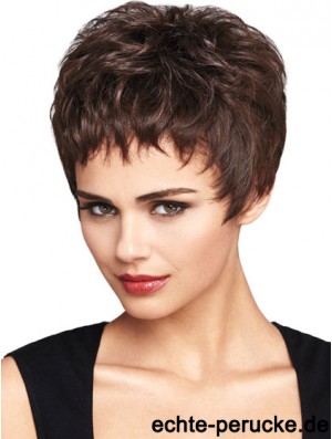 Natürliche Auburn Cropped Wavy Boycuts Lace Front Perücken