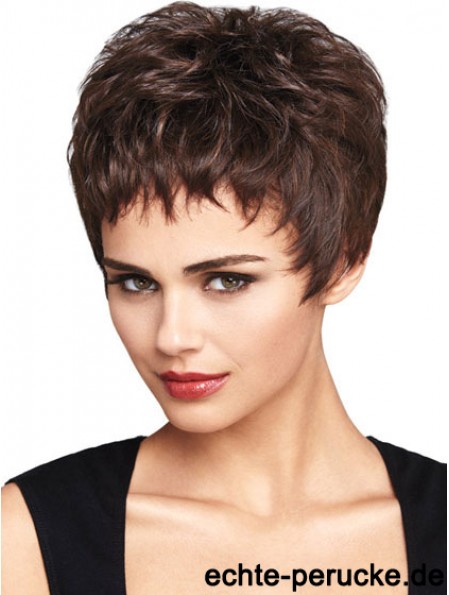 Natürliche Auburn Cropped Wavy Boycuts Lace Front Perücken